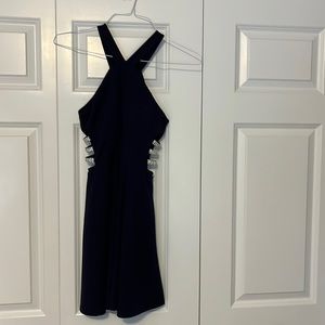 Teen dress- short   with sparkly cut outs above waist. Navy. Worn once